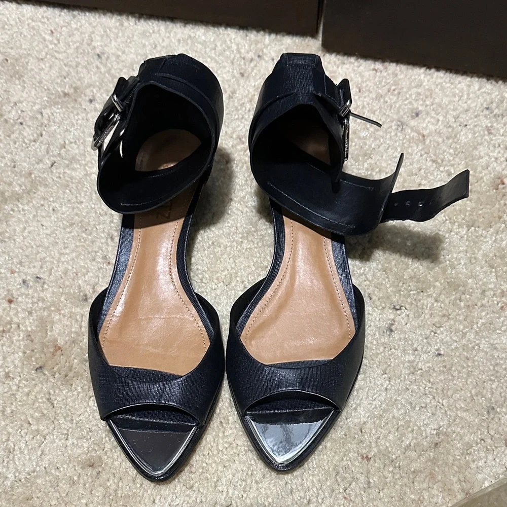 Shutz Black Ankle Strap Flats - Picture 1 of 4